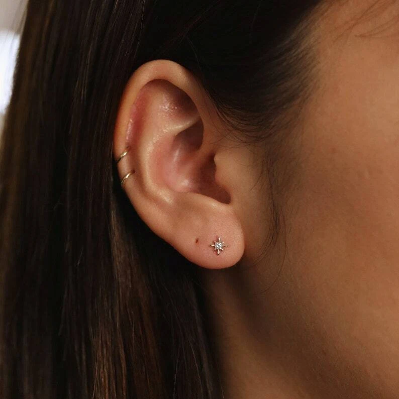 Tiny diamond star earrings Clearance