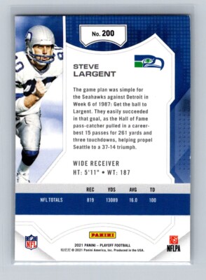 2021 Panini Playoff #200 Goal Line Steve Largent Seattle Seahawks