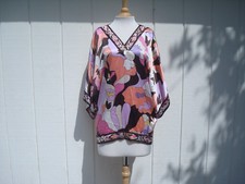 Logo Bebe Orange Brown Pink Multi-color Floral Women Clubwear Tunic Dress XS