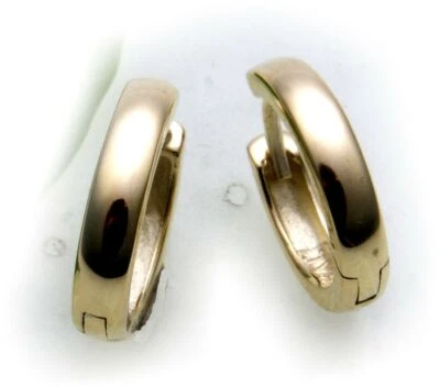 Ohrringe Klapp Creolen echt Gold 750 Glanz 14 mm 18 karat Gelbgold Damen Neu - Bild 1 von 3