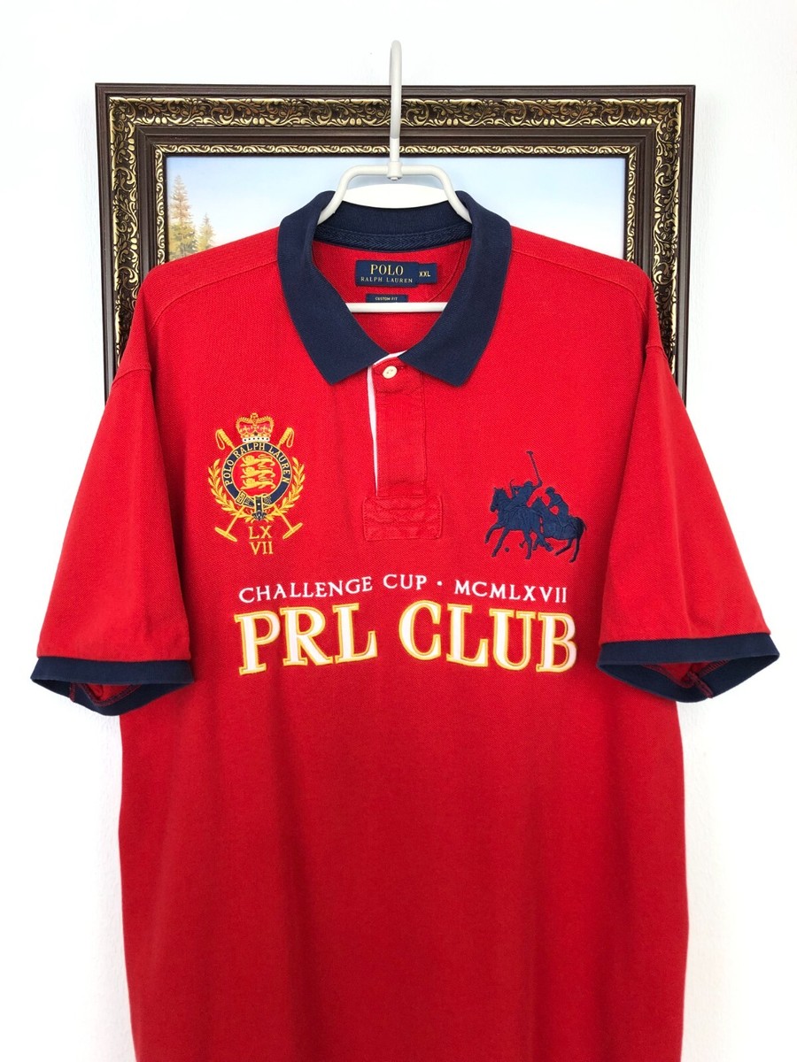 【希少】POLO RALPH LAUREN Vintage Polo Ralph Lauren PRL CLUB Polo Shirt Tee Red Mens