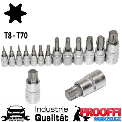 13-tlg TORX T-Profil Stecknuss Steckschlüssel Innentorx Nuss Bits Satz T8 - T70