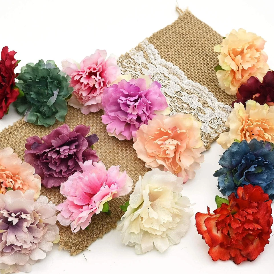 Fleurs Artificielles Capitules 30 Pièces Fleurs en Tissu Multicolores 5.5 CM ... - Photo 3/4