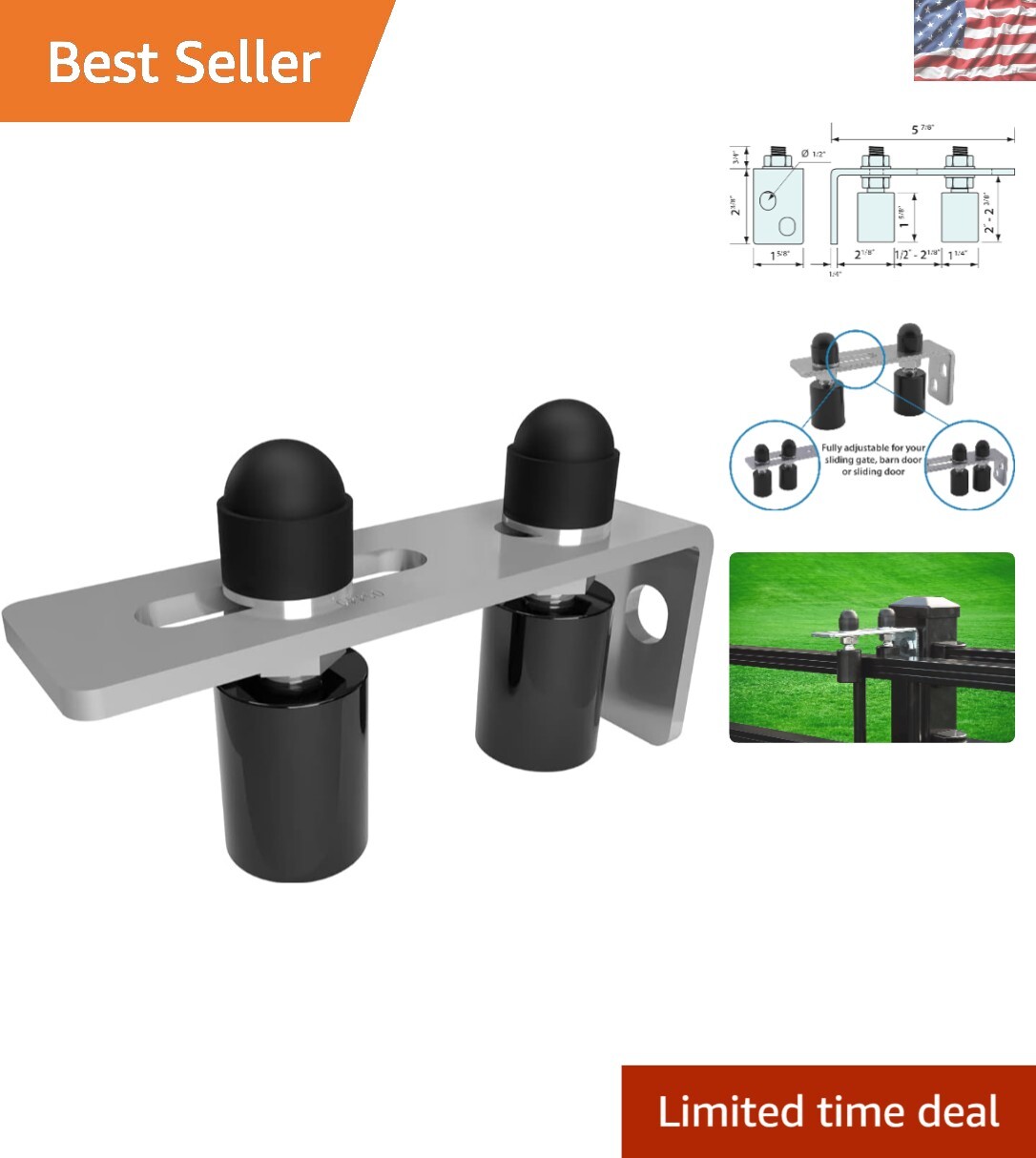Sleek Adjustable Gate Guide with Black Nylon Rollers & Zinc Plated Finish-image