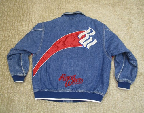 Vintage Rocawear Denim Jacket Men Medium Blue Embroidered Hip Hop Streetwear 90s - Picture 5 of 10