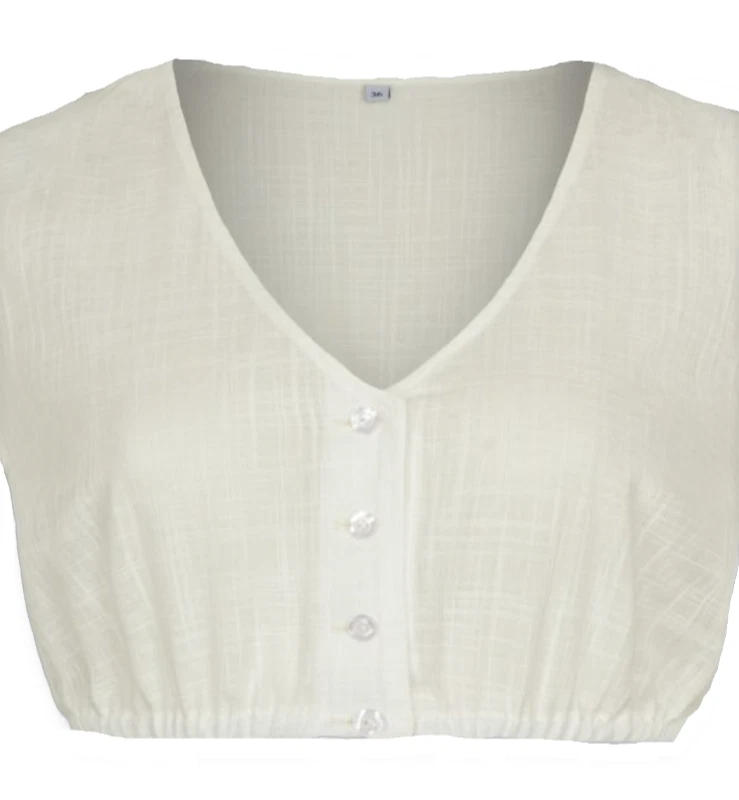 Alpenfee Dirndlbluse Fenja, große Größen Gr. 60 Damen langarm V-Ausschnitt creme - Bild 2 von 4