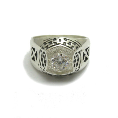 Genuine Sterling Silver Mens Ring with Zirconia Solid Punctured 925 Craft