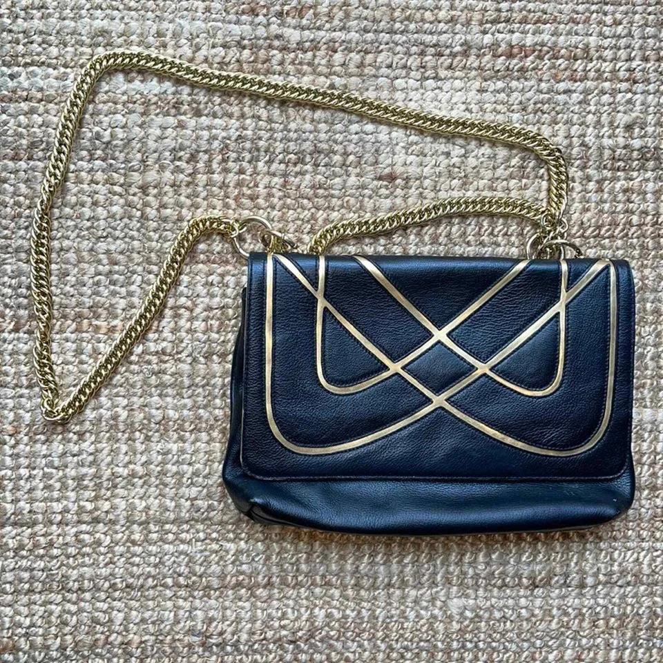 Bolso bandolera/de mano de cuero Halston vintage Foto 2 de 4
