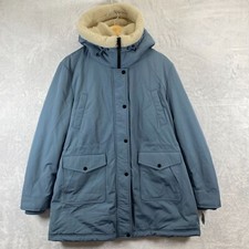 Women's Koolaburra By Ugg Hooded Winter Coat Size Xl Light Blue / Dark Grey