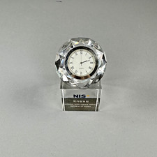 Crystal Table Clock South Korea National Intelligence Service Authentic Stopped