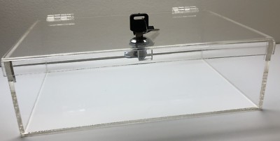 Acrylic Rectangular Countertop Display Case Lock Box 12 X 8 X 4