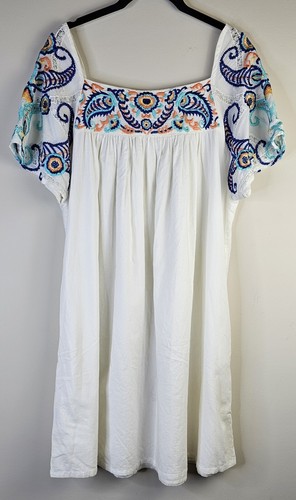 Kas New York Dress White Embroidered Flowers Medium M Lined Loose Pockets - Picture 4 of 6