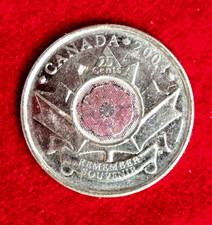 2004 Canada 25¢ Remembrance Poppy Coin – Colored Quarter – Circulated