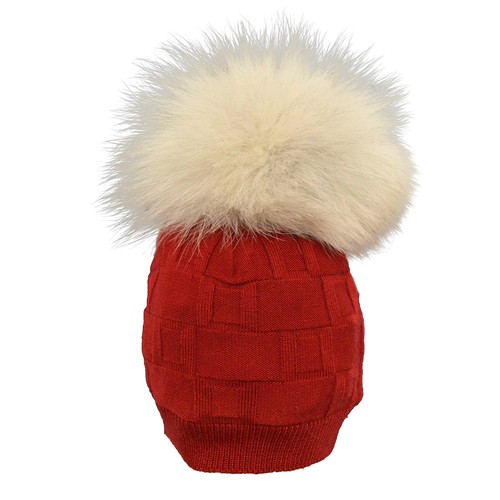 Cappello in misto lana con pon pon originale 0/3 mesi Rosso Per Neonato  MANUELL\u0026 | eBay