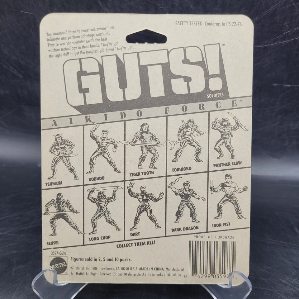 1986 Guts Soldiers Aikido Force Squad Mattel cartão de volta - Imagem 4 de 4
