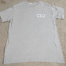 Vintage Calvin Klein Shirt Large Gray Made in USA CKU Spell Out