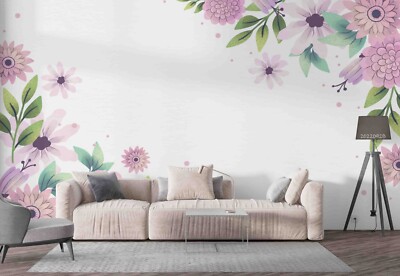 3D Flowers Leaves Flora Watercolor Self-adhesive Removable Wallpaper Murals 9