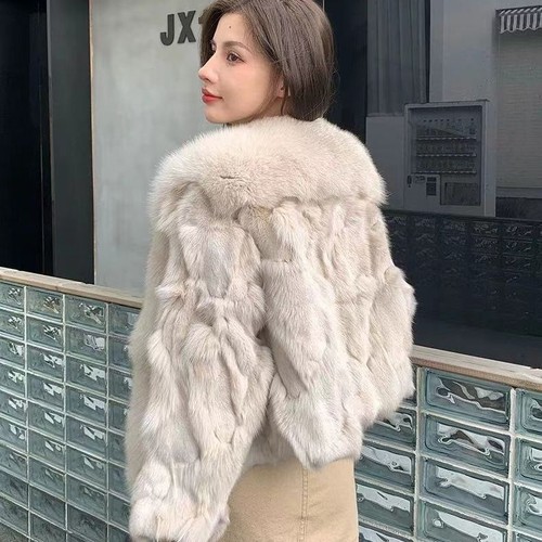 Lapel Fox Fur Coat Women's Short Real Fur Jackets Winter Warm Outwear Luxury - Picture 4 of 28