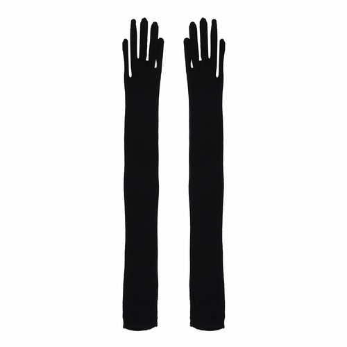Women Faux Leather /Mesh Stretchy Opera Long Length Finger Gloves Party Dress Up - Picture 62 of 80