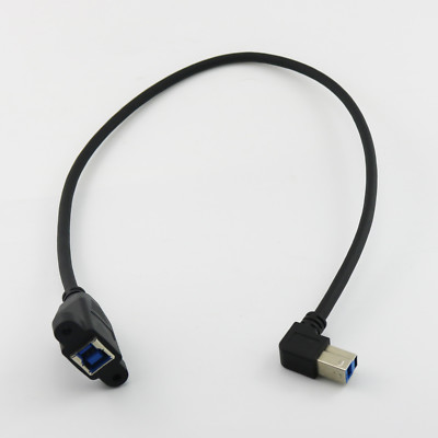 50cm USB 3.0 Type B Female Panel Mount to B Male Down Angle Plug Connector Cable
