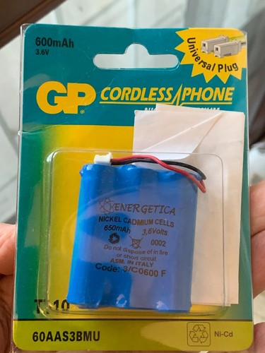 Batteria pile GP T 110 3,6 V 600mAh Cordless Universal Plug - Nuovo - - Zdjęcie 2 z 3