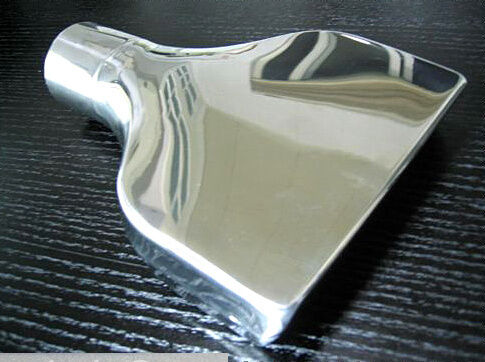 2.5'' Inlet Stainless Rectangle Angle Cut Outlet Rolled Exhaust Tip 10'' Long - Picture 1 of 5