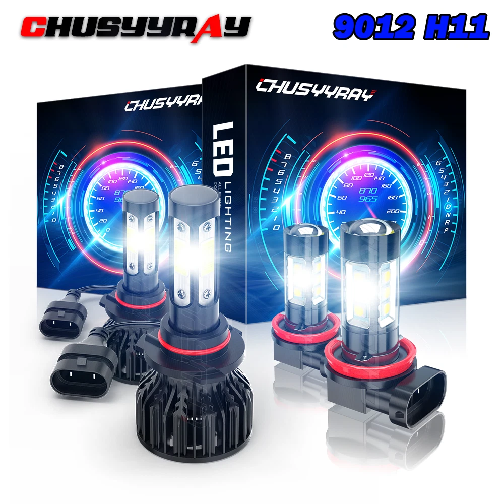 For 2011-2015 Chrysler 300 Led Headlight Hi/Lo+Fog light Combo Bulbs 4pcs WHITE