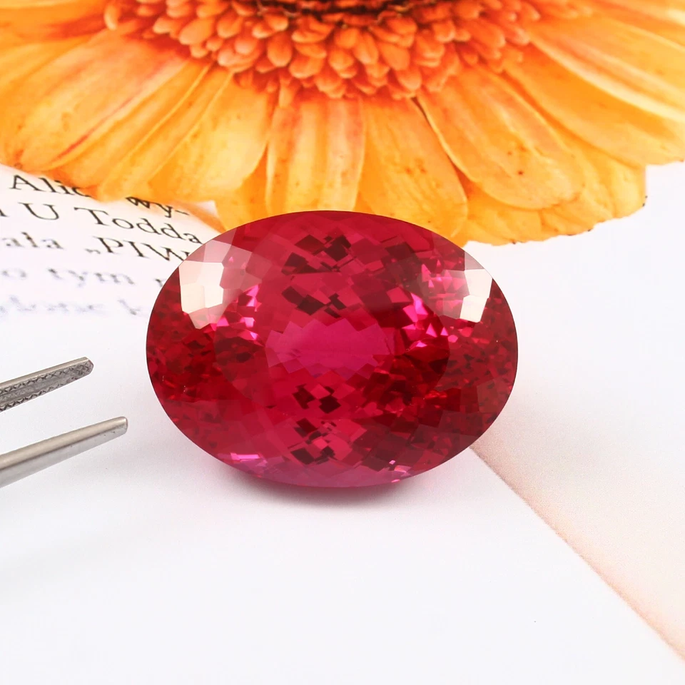 AAA Museum Grade Natural Flawless Burma Ruby Loose Oval Gemstone Cut 30x22 MM - Image 3 of 4