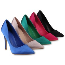 Damen High Heels Pumps Stiletto Party Satin-Optik 840035 Schuhe 