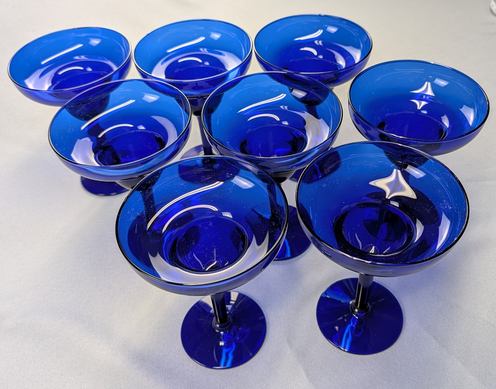Margarita Glasses Set of 8 Cobalt Blue Hand Blown Glass Coupe Bar