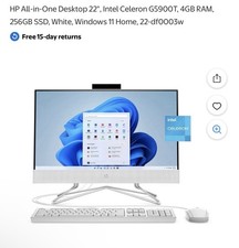 HP 22-df0003w All-in-One 22" Celeron 4GB 256GB SSD Win11 Home White