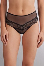 NEW Intimissimi A Timeless Night High-Waisted French Knickers Black Size M