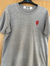 Comme des Garcons Play T-Shirt Size L Large Grey Red Hart