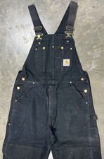 Distressed Carhartt RO1 BLK Black Duck Double Knee Bib Overalls