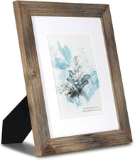 100 Solid Wood Brown 8X10 Picture Frame 1 Pack - Display Picture 5X7 with Mat,