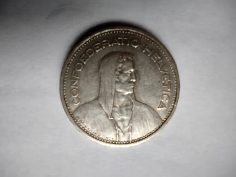 1932 B Switzerland 5 Franc Silver Coin - Image 3 of 4