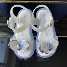 Mini melissa Mar Sandals Barbie Inspired Toddler Heart-Shape Bow Applique Sz 7