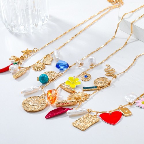 Colorful Sunflower Pendant Necklace Multi Layer Jewelry Neck Accessories Women - Picture 3 of 10