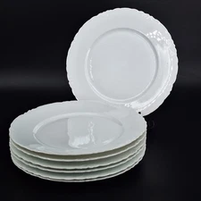 Versailles White Dinner Plates By Tableto Scalloped Embossed Pattern Lot of 7