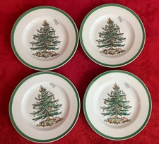 Lot SPODE CHRISTMAS TREE SALAD PLATE 73/4" Set of 4 - ENGLAND - More VINTAGE RN