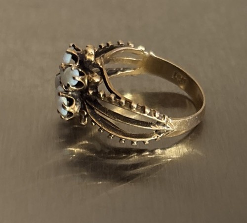 Bellissimo anello antico vittoriano opale oro giallo 14 kt misura 7,25 marchio illeggibile - Foto 9 di 24