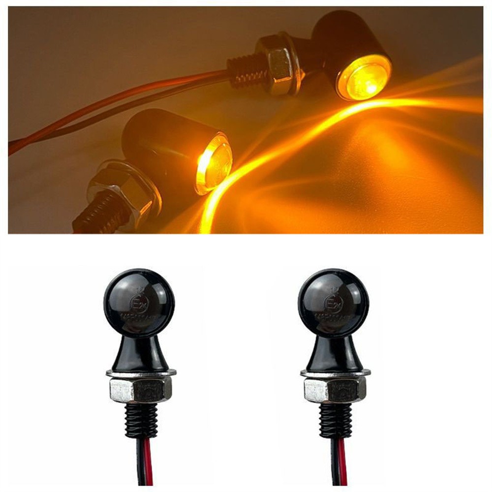Pair Motorcycle Dirt Bike Street Bike Turn Signal Amber Light Blinker Smoke 12V
