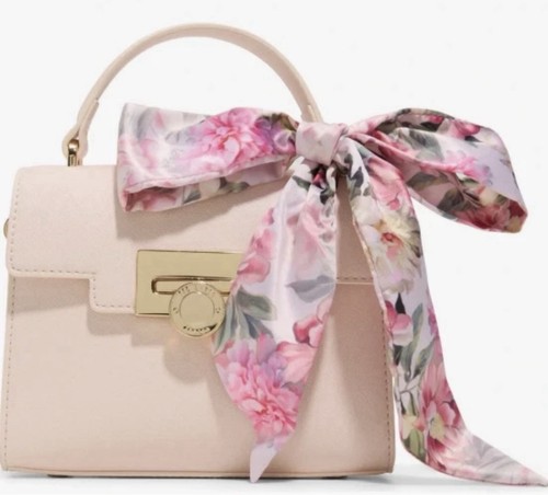 Ted Baker Small Blush Satchel Top Handle Bag, Floral Bow, Gold Hardware, Lined