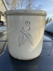 Antique Red Wing 3 Gallon Birch Leaf Minnesota Stoneware Crock