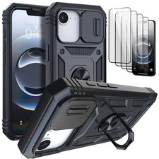 For iPhone 16e 17e Kickstand Case Protective Phone Cover /Glass Screen Protector