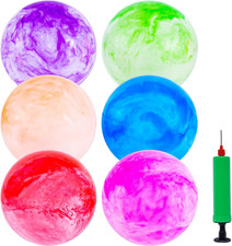 6PCS Playground Balls, 8.5 Inche Inflatable Bouncy Balls with Pump, Kickball Dod