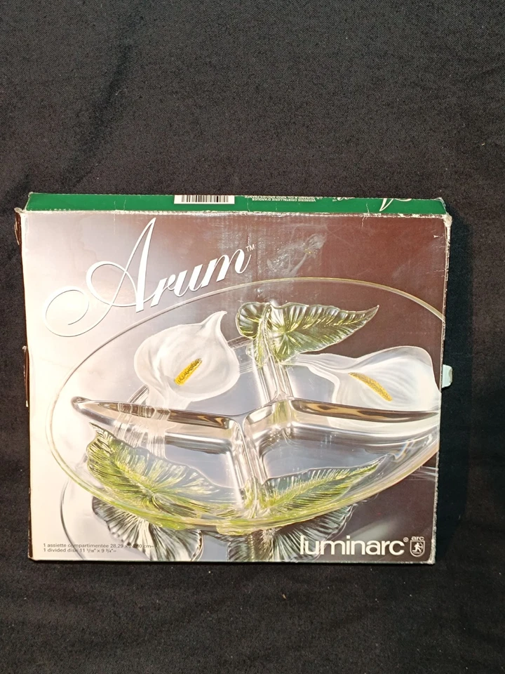 A1BC⚠️VINTAGE PLAT DE SERVICE COMPARTIMENTÉ LUMINARC "ARUM" NEUF EN BOITE ⚠️ - Photo 2/4