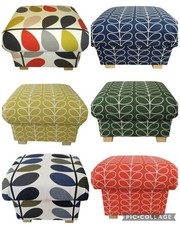 Orla Kiely Fabric Storage Footstool Multi Stem Tomato Moss Green Navy Dandelion