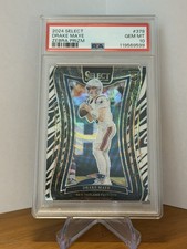 2024 PANINI SELECT ZEBRA PRIZM #379 DRAKE MAYE ROOKIE RC PSA 10 POP 3