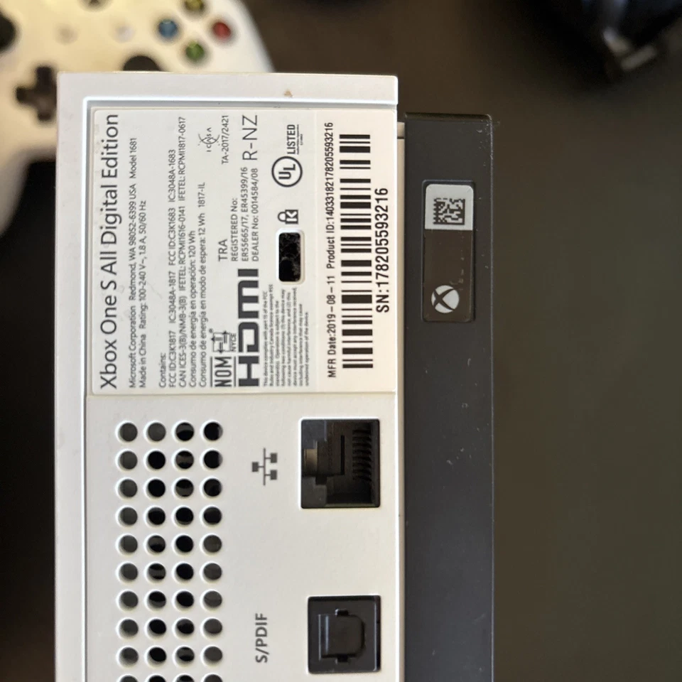 Microsoft Xbox One S 1TB All Digital Edition White Console w/ Controller, Cables - Image 3 of 3